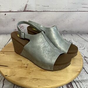 Volatile Shoes Womens Size 11 Silver Division Wedge Sandals Ankle‎ Strap